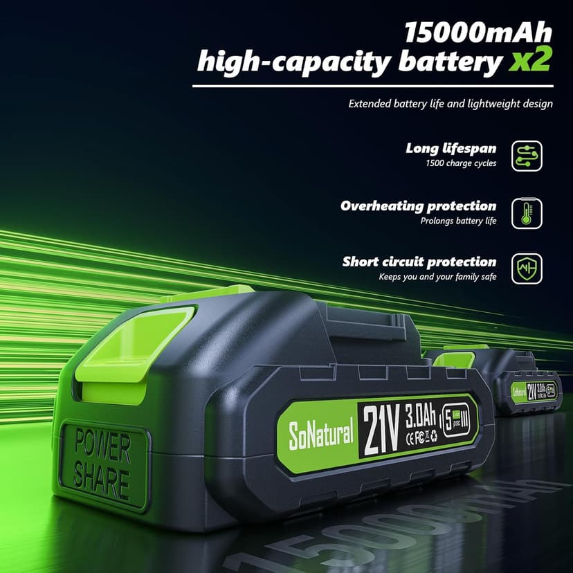 Cordless Pressure Washer, 1070PSI Portable Power Washer with 2 x 3.0Ah Battery, 6-in-1 Nozzle, 3 Speed Adjustment LCD Touch Screen, Handheld High-Pressure Electric Washer for Car/Fence/Floor/Patio