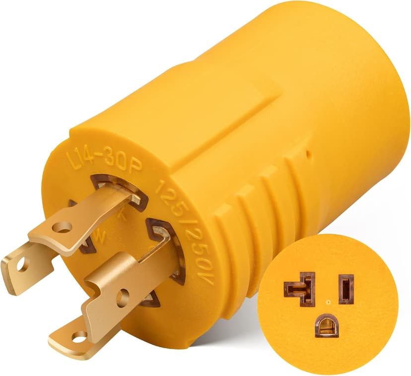 MECMO NEMA L14-30P to 5-15R 5-20R Generator Adapter, 4 Prong Twist Lock Generator L14-30P to 110V 5-15/20R T-Blade, 30 Amp to 15 Amp 20 Amp Household Plug Generator Distribution Adapter 125/250V 7500W