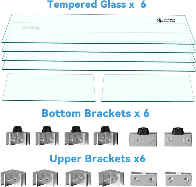 Skyflame Fire Pit Wind Guard, 53.5" x 19.5" x 6" Clear Tempered Glass Flame Guard Set with Hard Aluminum Corner Brackets and Rubber Feet, Fits for 48-inch Rectangular Fire Pit Burner Pan