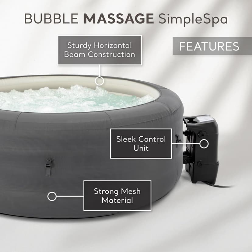 INTEX SimpleSpa Inflatable Hot Tub, 4 Person Jet Massage Spa with Built-in Pump