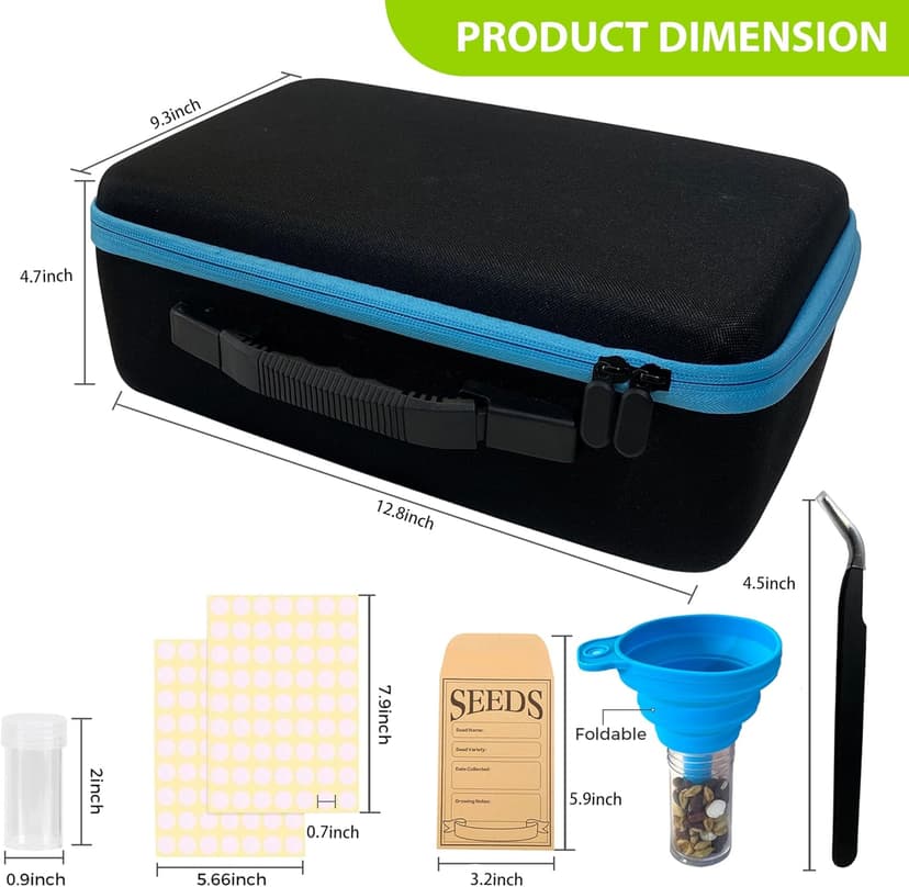 140 Slots Seed Storage Organizer Box with 20 Envelopes, Large Capacity Seed Storage Container with Zipper Bag, Label Stickers, Tweezers, Funnel, Garden Seeds Saver Kit for Vegetable, Flower