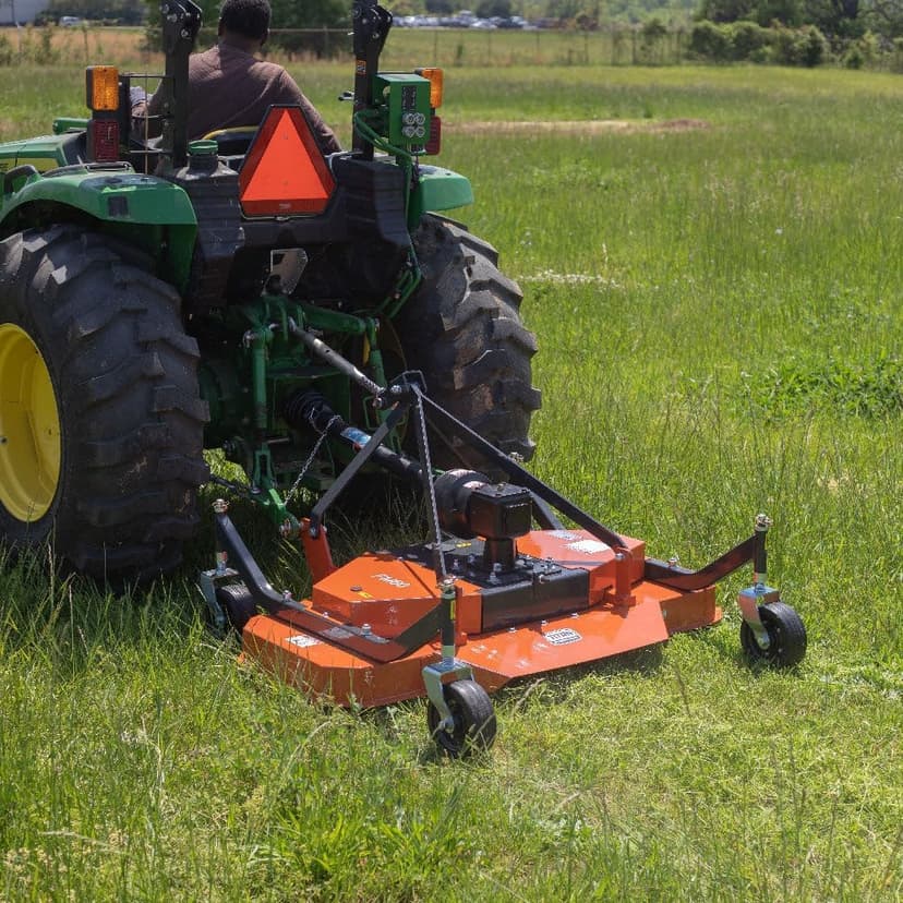 Titan Attachments 3 Point PTO Finish Mower, 60" Cutting Width, Category 1 Hitch, Rear Discharge, Requires 25-40 HP Tractor, Low-Noise Cast Iron Gearbox, Orange Finish