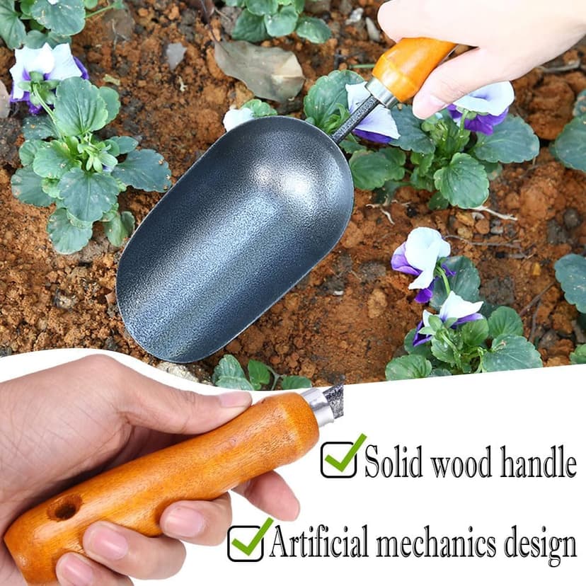 12.6’’ Garden Hand Trowel, Soil Scoop Wooden Handle, Stainless Steel Potting Shovel Spoon, for Flower Vegetables Soil Transplanting, Weeding, Moving, Digging, Planting Garden Plant
