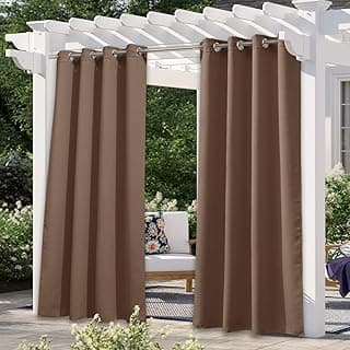 NICETOWN Waterproof Outdoor Curtain for Patio/Gazebo, UV Blocking Weatherproof Thermal Drape 108 inches Long, Blackout Sunlight Shade for Porch, Garden, Deck, 52'' Wide, Tan, 1 Panel
