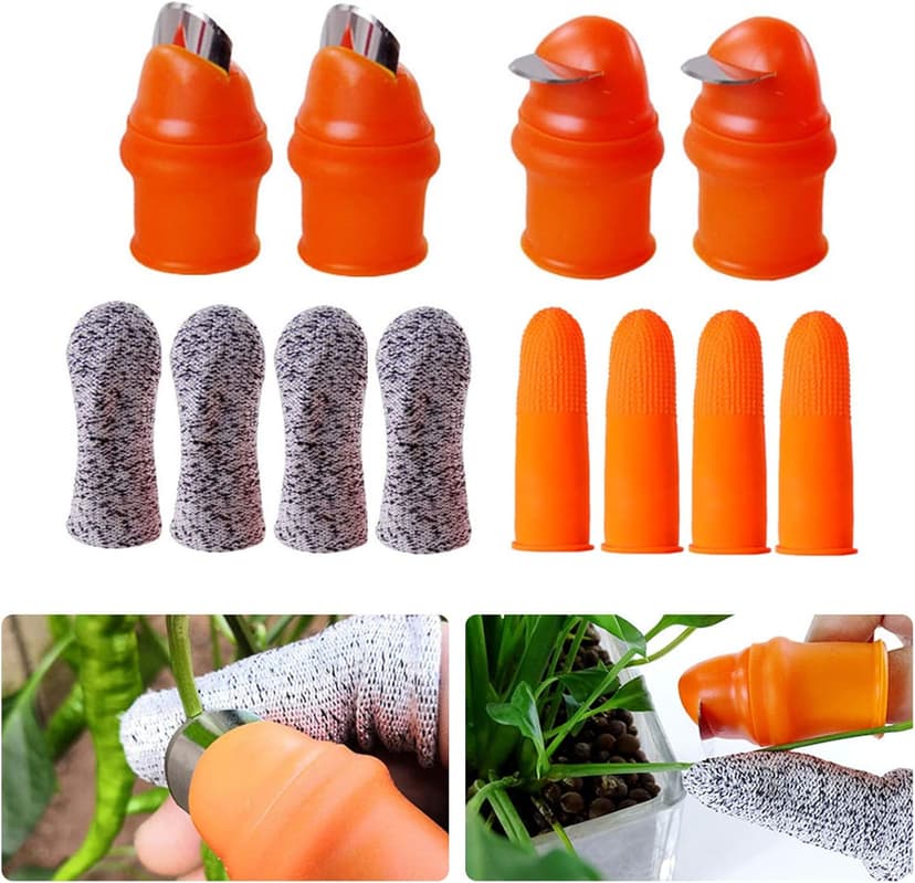 YBB 12 Pcs Gardening Silicone Thumb Knife Harvesting Tool, Separator Finger Plant Fruit Picking Knife Garden Tool (L)