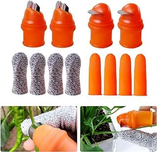 YBB 12 Pcs Gardening Silicone Thumb Knife Harvesting Tool, Separator Finger Plant Fruit Picking Knife Garden Tool (L)