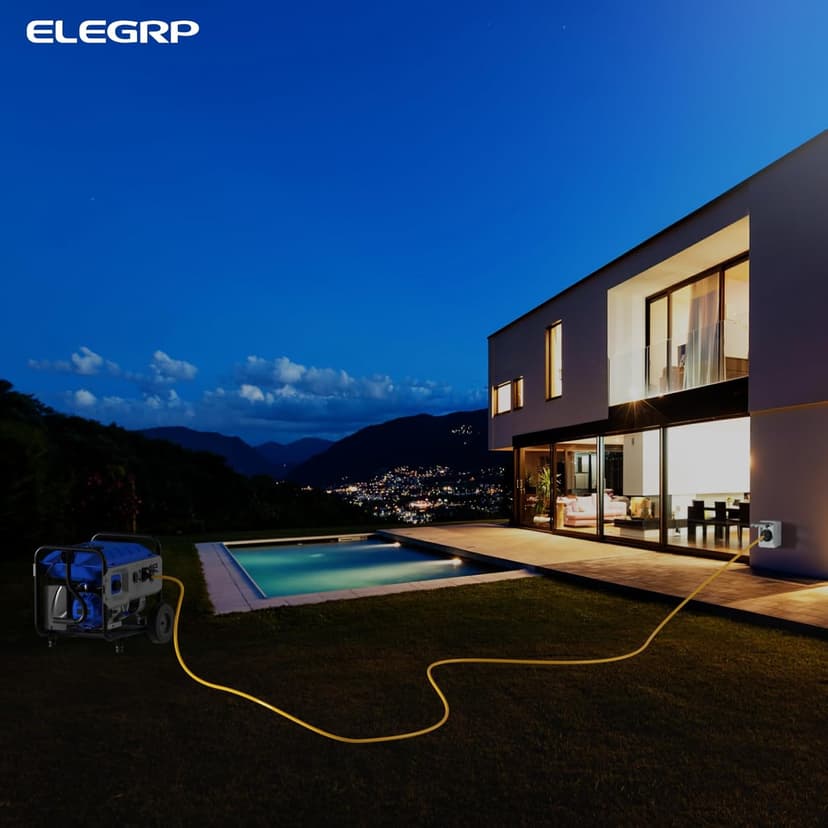 ELEGRP 30 Amp Generator Extension Cord 50 Feet, 4-Prong NEMA L14-30P to L14-30R, 120/250V Up to 75000W, 10 Gauge Heavy Duty SJTW Locking Power Cord for Portable Generators, Home Backup, ETL Listed