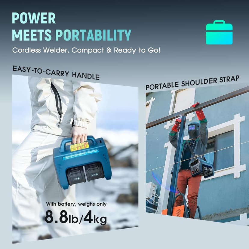Cordless Welding Machine Upgraded Battery Powered Welder Machine MMA 160A 110V with 4 Batteries Portable LED Display Digital IGBT Inverter Stick Welder Hot Start Portable MMA ARC Welder Machine
