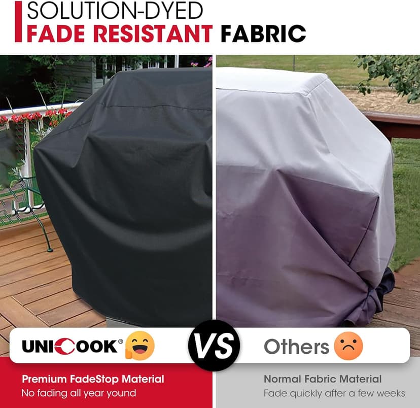 Unicook Grill Cover 55 Inch for Outdoor Grill, Heavy Duty, Waterproof, Fade Resistant, BBQ Cover with Handles/Straps/Air Vents, Compatible with Weber Charbroil Nexgrill Gas BBQs etc