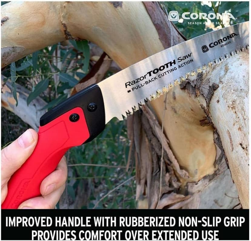 Corona Tools 14-Inch RazorTOOTH Pruning Saw | Tree Saw Designed for Single-Hand Use | Curved Blade Hand Saw | Cuts Branches Up to 8" in Diameter | RS16020, Red