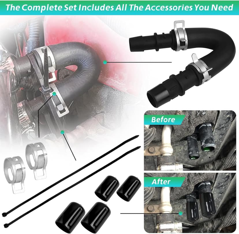 Engine Heater Core Bypass Kit with 5/8" 3/4" Hose,Compatible with GM Chevy Silverados Tahoes Yukons Honda Civic Ford Jeep,Replacement for 626-001,Universal Fit Most Common Leaking Failed Heater Core