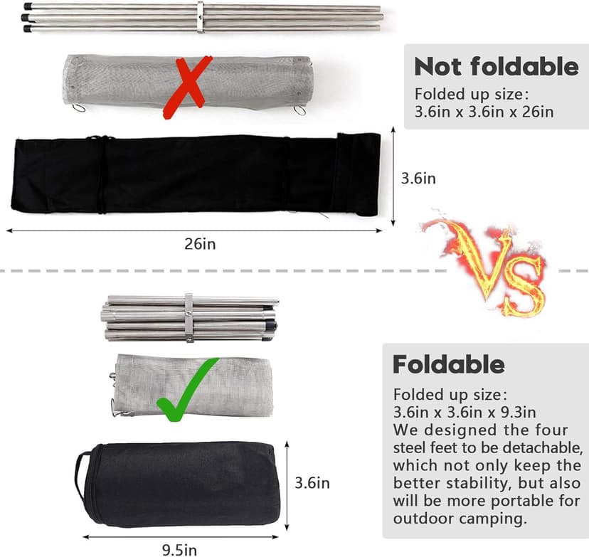 Portable Outdoor Fire Pit 16.5 Inch - New Upgraded Camping Fire Pit Collapsible Foldable Mesh Fire Pits Fireplace for Camping, Campfire, Patio, Backyard and Garden - Carrying Bag Included