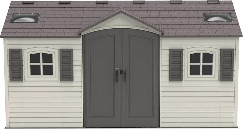 Lifetime 60079 Outdoor Storage Dual Entry Shed, 15 x 8 ft, Desert Sand