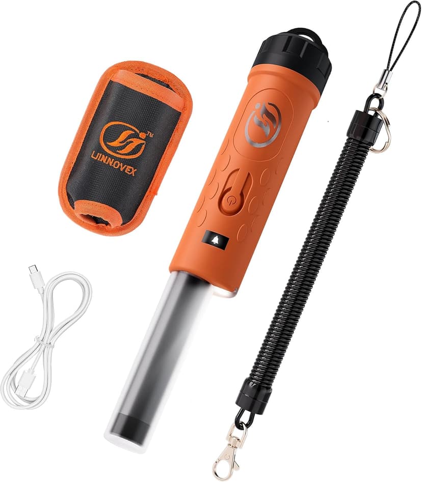 Rechargeable Metal Detector Pinpointer with 1300mAh Battery – IP68 Waterproof Handheld Probe – 360° High Sensitivity Detection Wand – Treasure Hunting Tool for Adults, Kids, Beach and Soil