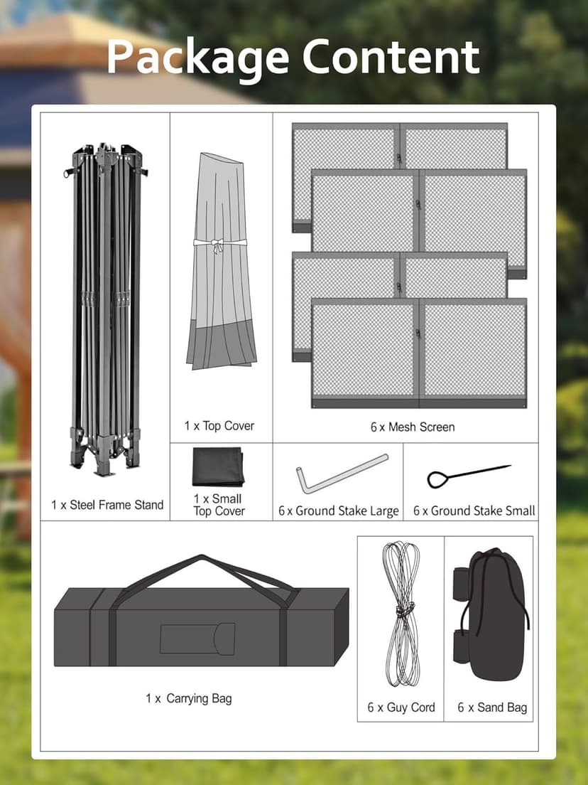 Pop Up Gazebo 13x13Ft, Outside Canopy Tent with 6 Pcs Mosquito Netting, One Push Setup for Backyard Patio Garden Activities - Khaki & Beige