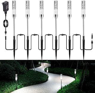 Pathway Lights Outdoor,12V Low Voltage Landscape Lighting, 6 Pack 570 Lumen Bright LED Path Lights, IP65 Waterproof Extendable Garden Lights for Yard Walkway Patio Lawn, 6000K