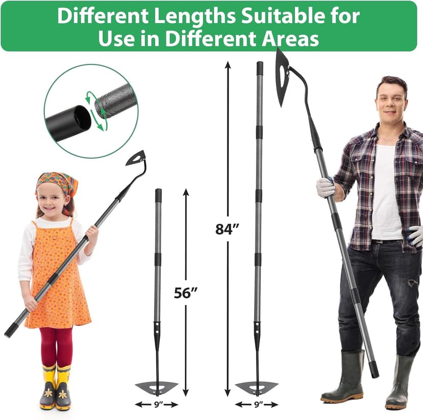 Hoe Garden Tool,Hollow Gardening Hoe with Sturdy Blade for Digging,Weeding,Hoeing,Cutting and Loosing Soil,Heavy Duty Garden Hoe with 56” Adjustable Long Handle…