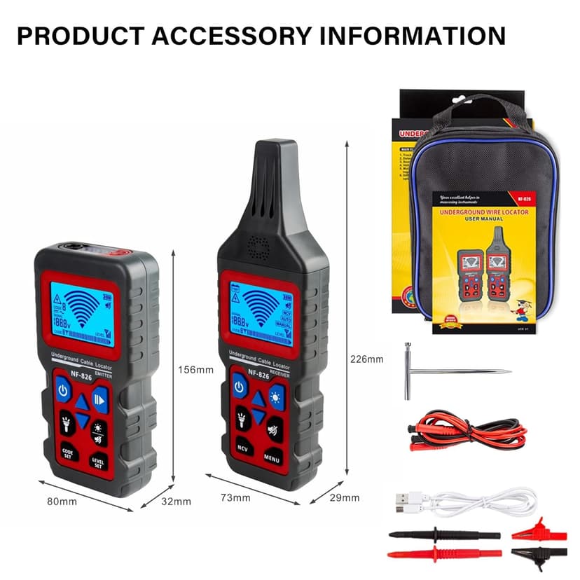 Underground Cable Tester Locator, Metal Pipe Detector, Wire Tracker Tool, Wall and Underground Wires Cables Water and Gas Pipeline Detector, Short Circuit Breaker Tester