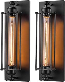 Licperron Sconces Wall Lighting, Industrial Black Wall Sconces Antique Light Fixtures for Bedside, Bar, Restaurant, Hallway, Indoor&Outdoor Wall Decor, E26 & E27 Bar Lights, UL Approval, 2 Pack