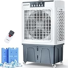 Evaporative Cooler, VAGKRI 2100CFM Air Cooler, 120°Oscillation Swamp Cooler with Remote Control, 24H Timer, 3 Wind Speeds for Outdoor Indoor Use,8 Gallon