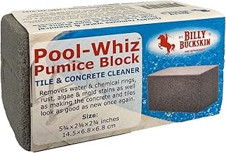 Pool-Whiz Pumice Block, Pool Tile & Concrete Cleaner, Pumice Stone for Cleaning Pools, Spas & Water Features, Pool & Spa Cleaner, Pumice Block for Rust, Stains Build Up by Billy Buckskin Co. Pack of 1