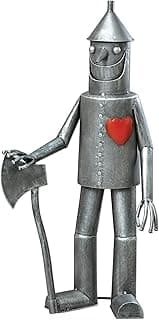 Bits and Pieces - 30 ½” Tall Tin Woodsman with a Heart Garden Statue - Yard Decorations - Outdoor Sculptures - Garden Decor - Tin Man Yard Art