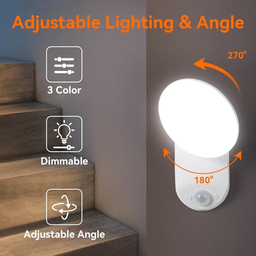 Rechargeable Motion Sensor Wall Light with Remote - Magnetic Wireless Closet Lights with Adjustable Lighting & Angle, Battery Operated Motion Sensor Light for Closet Pantry Garage Shed Stairs Hallway