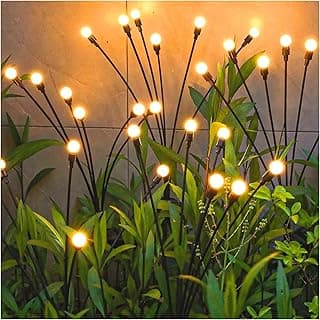 TONULAX Solar Garden Lights - Upgraded Solar Swaying Light, Sway by Wind, Outdoor Lights, Yard Patio Pathway Decoration, High Flexibility Iron Wire & Heavy Bulb Base, Warm White (4 Pack)