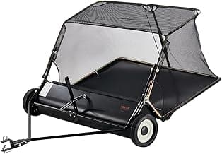VEVOR 52 Inch Lawn Sweeper Tow Behind, 26 cu.ft. Large Pull Behind Grass Sweeper, Heavy Duty Leaf & Grass Collector with Dumping Rope Design, Adjustable Sweeping Height for Picking Up Debris & Grass