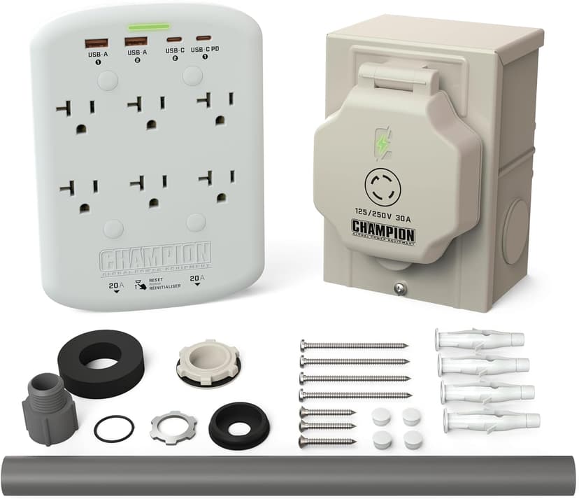 Champion Power Equipment 30-Amp Through Wall Generator Kit with Weather-Resistant Power Inlet Box