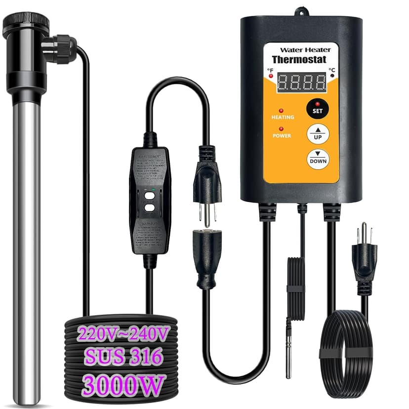 240V 3000W Portable Fully Submersible Electric Large Pool And Hot Tub Immersion Water Heater With Gfci Plug, Thermostat For Bathtub, Baptistry, Baptismal, Inflatable, Large Swimming Above Ground Pools