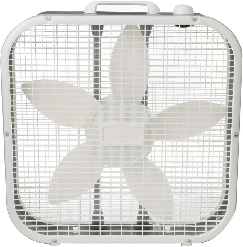 20" Classic White Box Fan – 3-Speed Adjustable, Weather-Resistant Motor, 22.5" Height, Model B20200 (New)