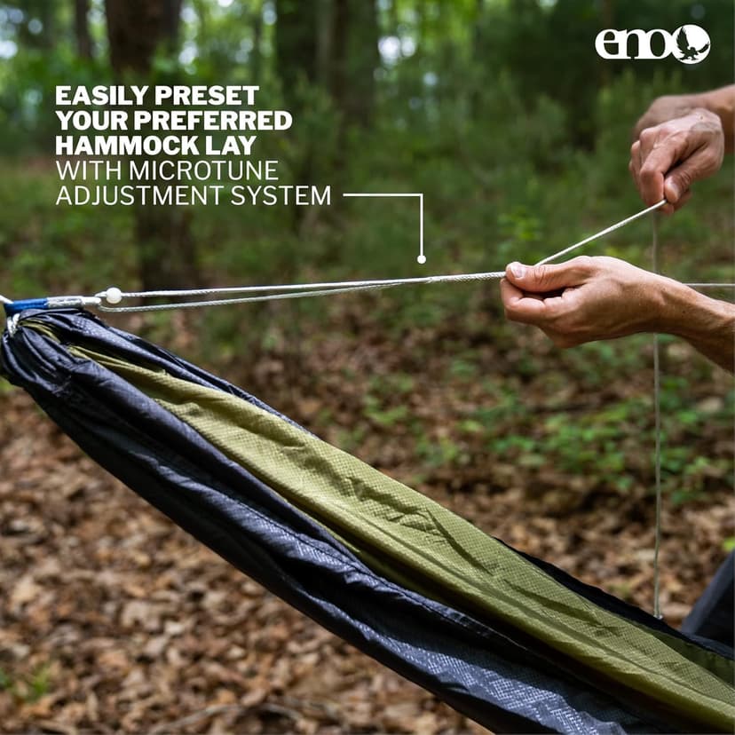 ENO Microtune Structural Ridgeline - Camping Hammock Travel Essentials - Hammock Cord for Preset Lay - Compatible with 1 to 2 Person Portable Hammocks - Sapphire/Grey
