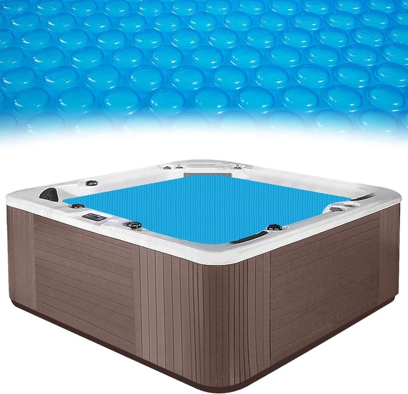Spa and Hot Tub Cover - 7 × 7 FT 16-mil Square Hot Tub Thermal Insulation Solar Blanket Bubble Cover, 210 × 210 CM