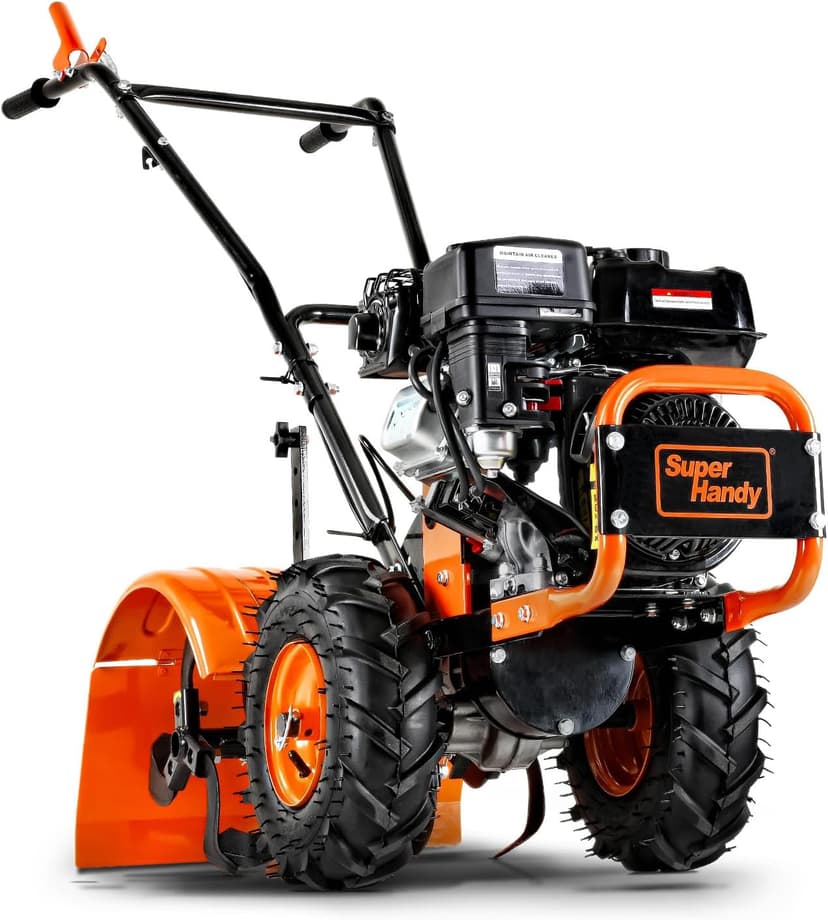 SuperHandy Tiller Cultivator – 7HP 209cc Engine, Adjustable Tilling Width & Depth, Heavy-Duty Steel Tines for Garden Soil Prep, Landscaping & Weed Removal (Rear Tine Tiller)