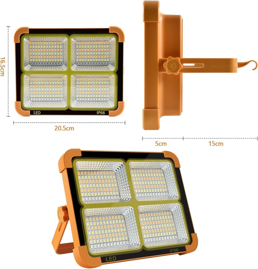 Portable LED Work Solar Light 100W 16500mAh 10000 LM with Stepless Brightness Job Site Battery Rechargeable LED Floor Light for Emergency Worklight for Hurricane Father's Day Gift
