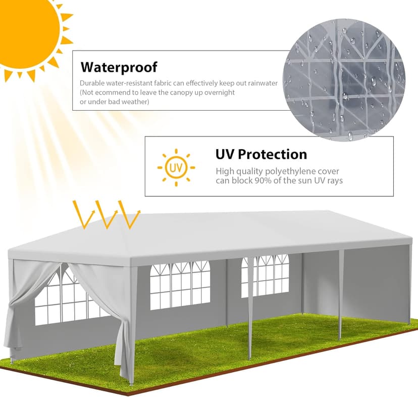 F2C Outdoor Gazebo White Canopy with sidewalls Party Wedding Tent Cater Events Pavilion Beach BBQ Event
