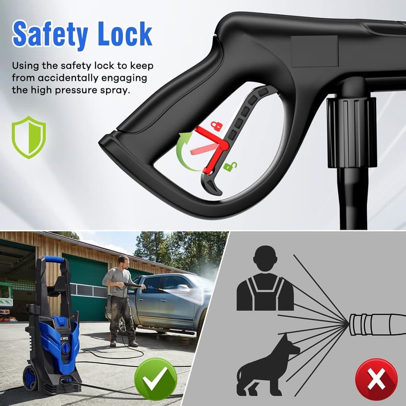 Electric Pressure Washer, 2.5 GPM Power Washer with 4 Quick Connect Nozzles, High Pressure Cleaning Machine with Foam Cannon for Cars/Fences/Driveways/Patios/Home Cleaning