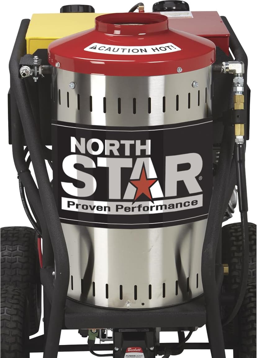 North Star Hot Water & Wet Steam Pressure Washer with Power Nozzles, Lance, Washing Gun, and Hose - Gas Powered, 3000 PSI, 4 GPM, Electric Start Honda Engine