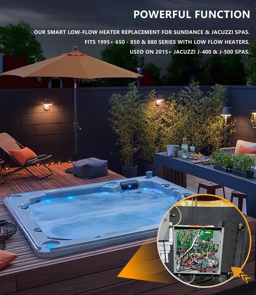 Smart Low-Flow Heater Replacement for Sundance/Jacuzzi Spa Hot Tub 6500-310/6500-301 5.5kW 240V 60HZ Black