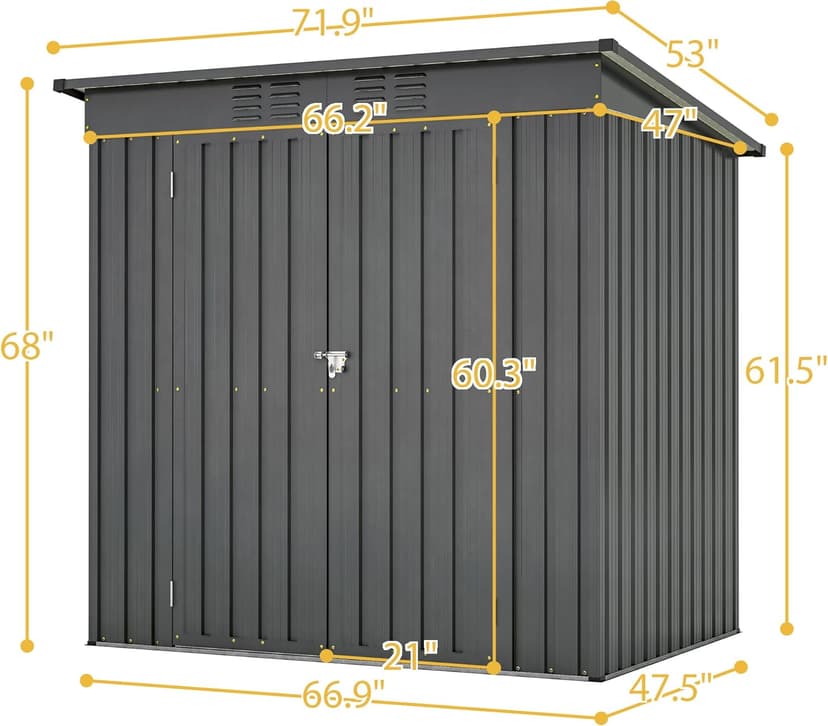 6x4 FT Outdoor Storage Shed with Lockable Double Doors, Aluminum Frame, Weatherproof with Frame Floor, Metal Tool Shed for Garden, Backyard, Patio, and Equipment Storage