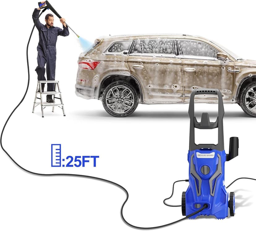 Power Washers Electric Powered 5000PSI-max 3.2GPM High Pressure Washer Car Cleaning Machine with Adjustable Spray Nozzle and Foam Cannon for Home Driveway Patio Deck, Deep Blue