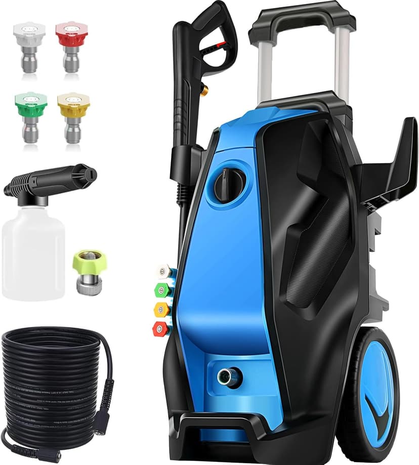 Electric Pressure Washer, 5000PSI 4.0GPM Heavy Duty Power Washer with 33 FT Extension Hose, 4 Quick Connect Nozzles and Foam Cannon for Cars/Fences/Driveways/Patios/Home Cleaning, Blue