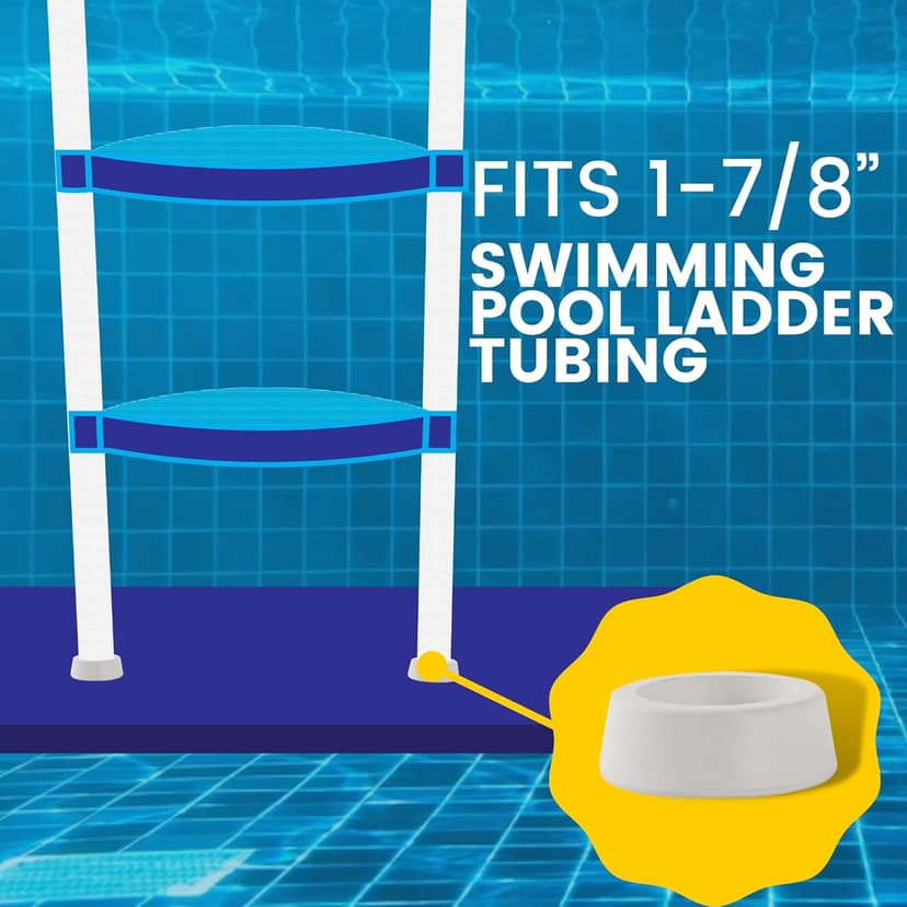 TonGass Outside Pool Ladder Bumpers for Inground Pools - 2-Pack White Rubber End Caps Fit 1.9" Standard Swimming Tubing - Bumper Caps for Step Ends