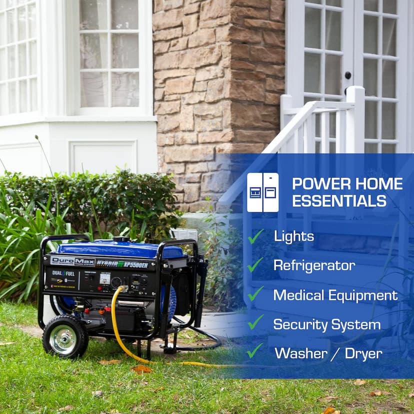 DuroMax XP5500EH 5,500-Watt Dual Fuel Portable Generator - Gas & Propane, Electric Start, RV & Emergency Ready