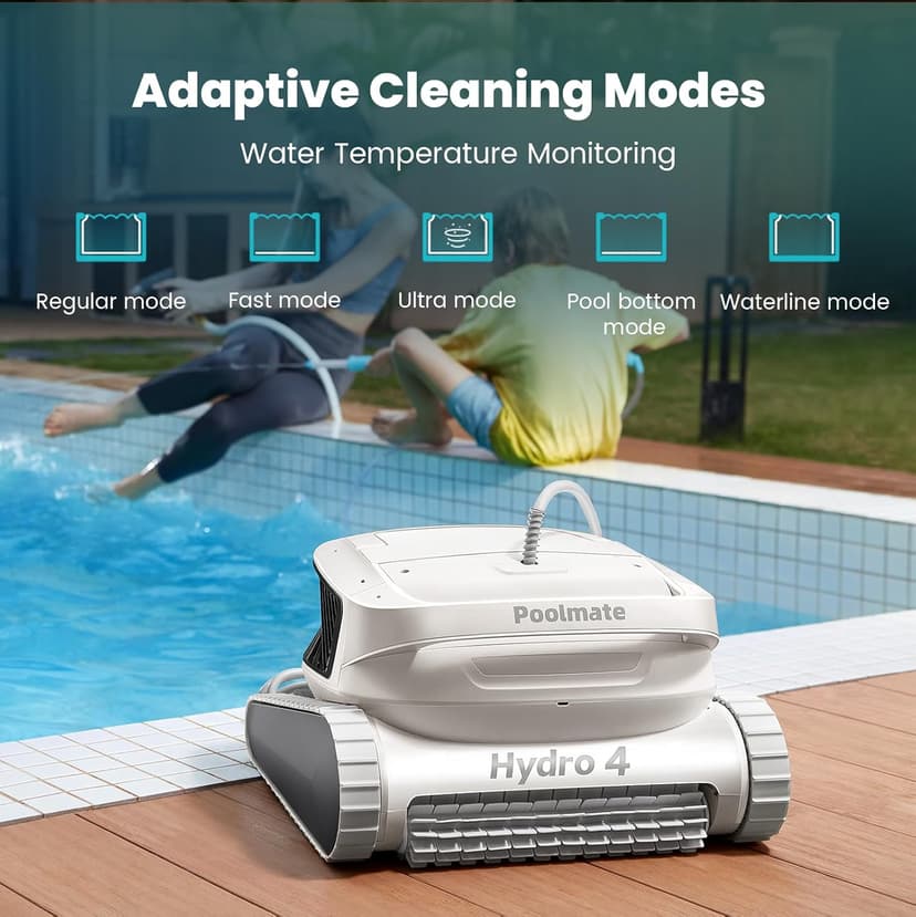 Hydro 4 Corded Robotic Pool Cleaner, Pool Vacuum for Inground Aboveground Pools, 4.1L Filter Basket, Floor Wall Waterline Cleaning, Pool Cleaner Robot Ideal for Pools up to 50 FT in Length
