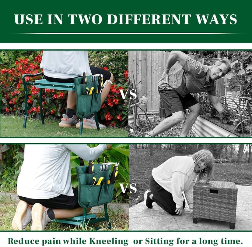 Garden Kneeler and Seat, Foldable Garden Stool Heavy Duty Gardening Bench for Kneeling and Sitting to Prevent Knee & Back Pain, Gardening Gifts for Women, Grandparents, Seniors, Mom & Dad