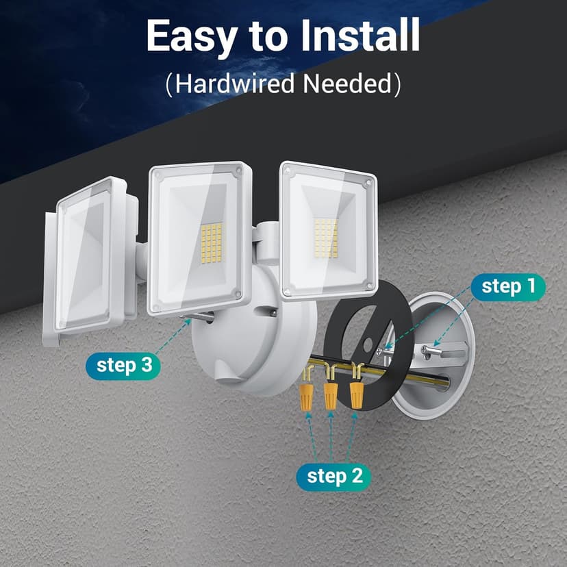 USTELLAR 100W 10000lm Floods Light Outdoor, Switch Controlled LED Security Lights with 4 Adjustable Heads, 5000K Daylight, IP65 Waterproof, Bright Exterior LED Flood Light Hardwired Yard-White