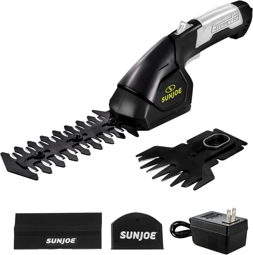 Sun Joe HJ604C Cordless Grass Shear + Shrubber Handheld Trimmer, (w/Battery + Charger Included), 7.2V, Black