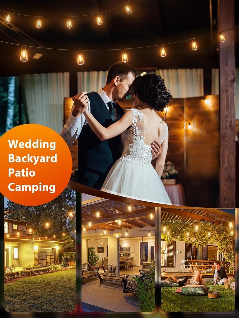 addlon 150 FT (3x50FT) Outdoor String Lights,Waterproof Patio Lights ETL Listed with 45+3 Shatterproof Dimmable ST38 LED Bulbs,2200K Connectable Outdoor Lighting for Backyard Bistro Garden